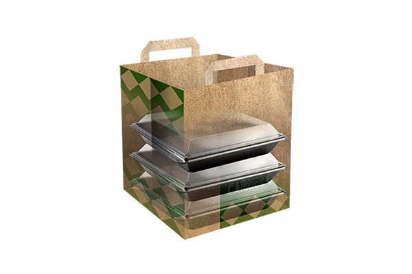 Paper bags with flat handle