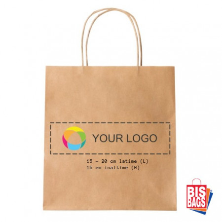 Brown bag with rope handle, medium logo print