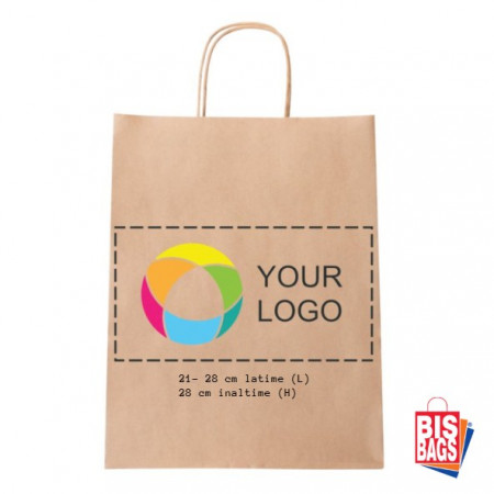 Brown bag, with rope handle, large logo print