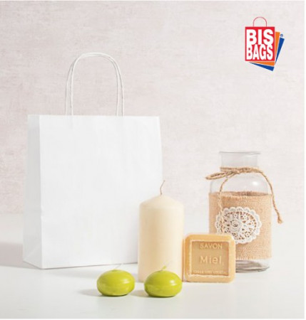 White paper bag, with twisted handle
