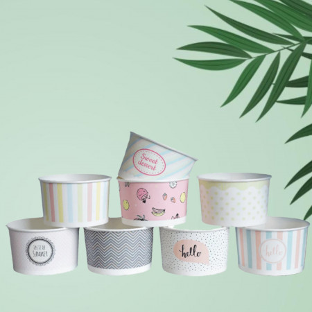 Pahare carton inghetata PASTEL